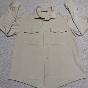 Zara Men's Tan Overshirt / Shirt Jacket - Size Small - Minimalist Shacket